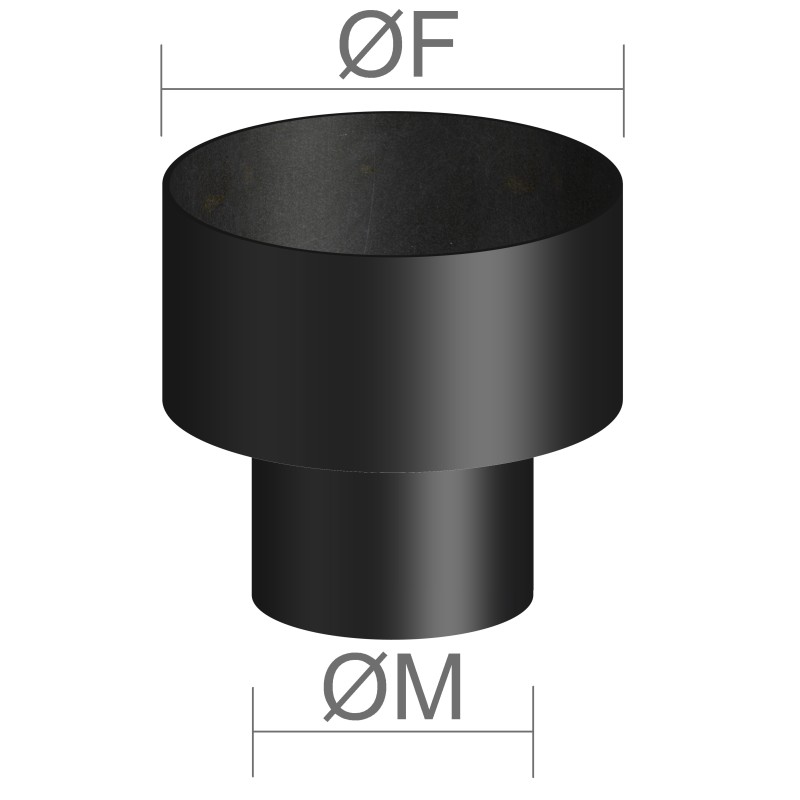 Riduttore M/F nero in acciaio al carbonio per stufe a legna