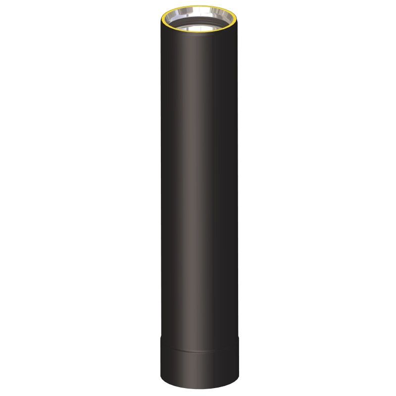 Tubo canna fumaria 50 cm coibentata slim acciaio inox nero 316L