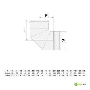 Curva 90° acciaio inox 316L per canna fumaria mono parete 2