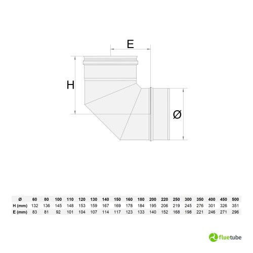 Curva 90° acciaio inox 316L per canna fumaria mono parete