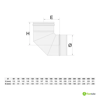 Curva 90° acciaio inox 316L per canna fumaria mono parete