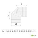 Curva 90° con ispezione in acciaio inox 316L per canna fumaria