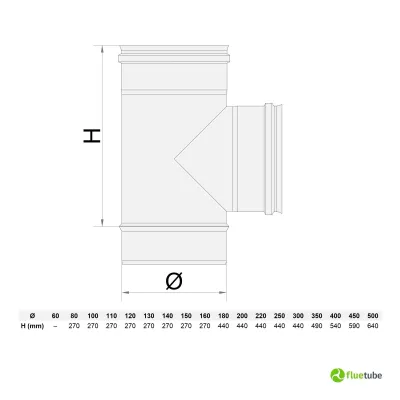 Raccordo T 90° in acciaio inox 316L per canna fumaria mono parete