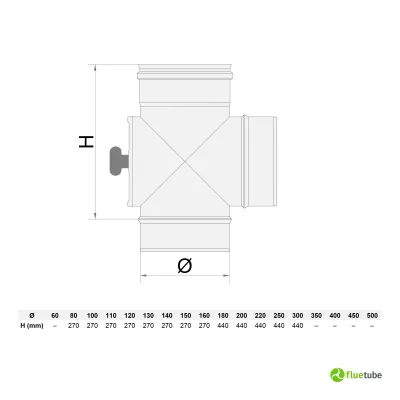 Raccordo T 90° con ispezione per canna fumaria mono parete