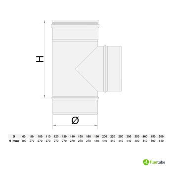 Raccordo T 90° canna fumaria acciaio inox 316L mono parete 2