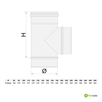 Raccordo T 90° canna fumaria acciaio inox 316L mono parete