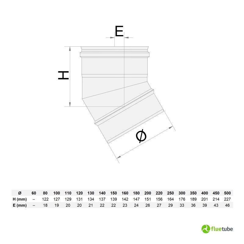 Curva 30° acciaio inox 316L per canna fumaria mono parete 2