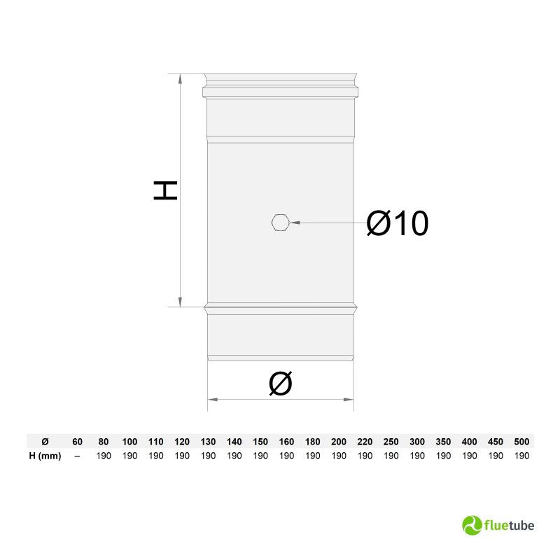 Modulo sonda fumi acciao inox 316L mono parete 2