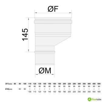 Maggioratore eccentrico F/M in acciaio inox 316L mono parete 2