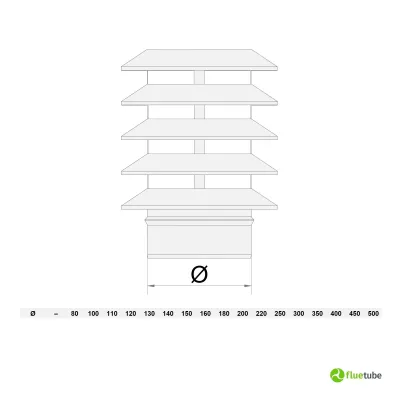 Comignolo con elementi circolari in acciaio inox mono parete