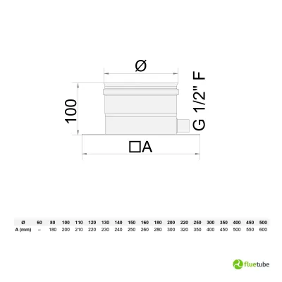 Piastra di base scarico condensa in acciaio inox mono parete