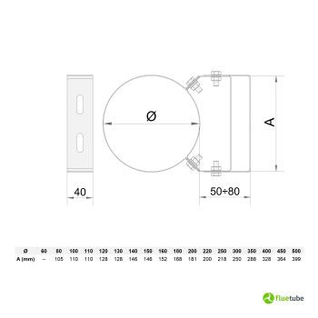 Fascetta murale regolabile canna fumaria acciaio inox mono parete 2