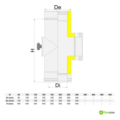 Raccordo a T con ispezione tubo doppia parete coibentato inox