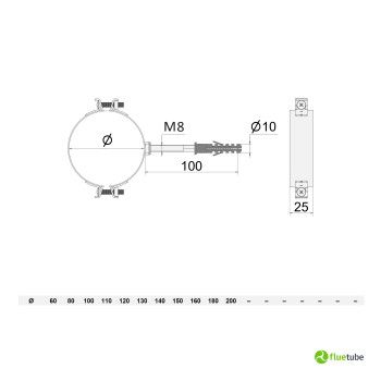 Fascetta murale con barra filettata acciaio inox 2