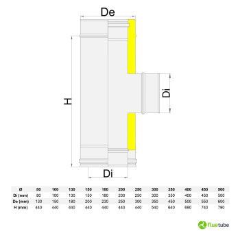 Raccordo T 90° uscita mono canna fumaria esterna doppia parete 2