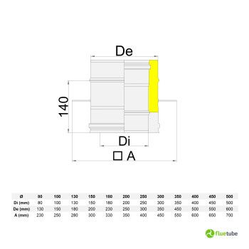 Piastra in rame con elemento dritto canna fumaria doppia parete 2