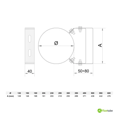 Fascetta murale regolabile in rame per canna fumaria doppia parete