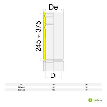 Tubo telescopico da 30 cm a 43 cm coibentato slim in acciaio inox 2
