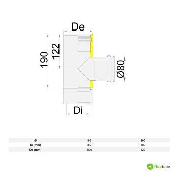 Raccordo T 90° F/F/M ridotto Ø 80 canna fumaria slim coibentata 2