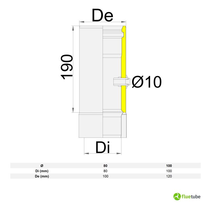 Modulo sonda nero canna fumaria coibentata slim acciaio 316L 2