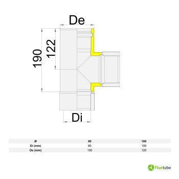 Raccordo T 90° F/M/M tubo doppia parete slim acciaio nero inox 2