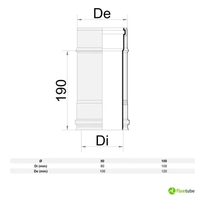 Tubo 25 cm doppia parete esterno in acciaio interno in plastica