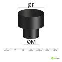 Riduttore M/F nero in acciaio al carbonio per stufe a legna