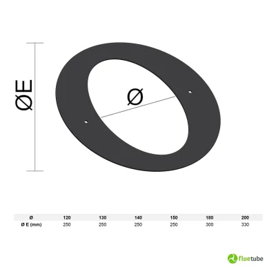 Rosone nero copri muro ovale 45° in acciaio al carbonio per tubi 2 mm