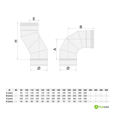 Curva regolabile da 0° a 90° in acciaio inox 316L mono parete