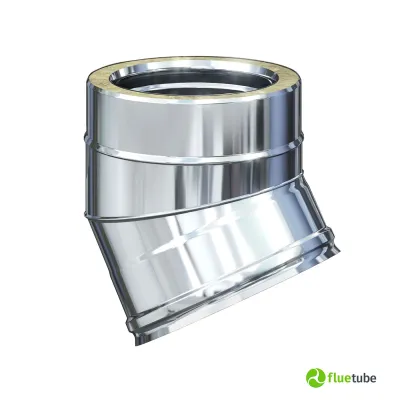 Curva 30° canna fumaria esterna doppia parete acciaio inox 316L
