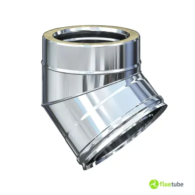 Curva 45° canna fumaria acciaio inox 316L doppia parete