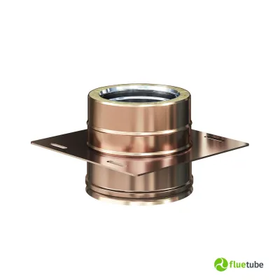 Piastra in rame con elemento dritto canna fumaria doppia parete