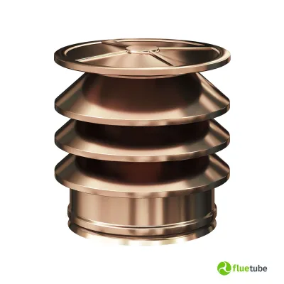 Cappello in rame con elementi circolari per canne fumarie