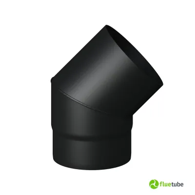Gomito 45° Per Canna Fumaria Ø 150 Mm – Acciaio 2 Mm – Vernice Senotherm Nero – Tubo Stufa A Legna