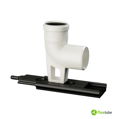 Curva 90° con supporto camino per caldaia a condensazione