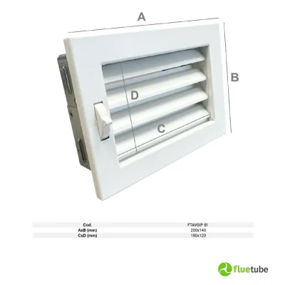 Griglia ad incasso con apertura frontale per canalizzazione aria calda