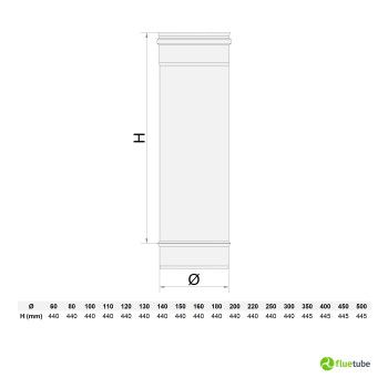 Tuyau en acier inoxydable 316L de 50 cm pour conduit de fumée simple paroi 2