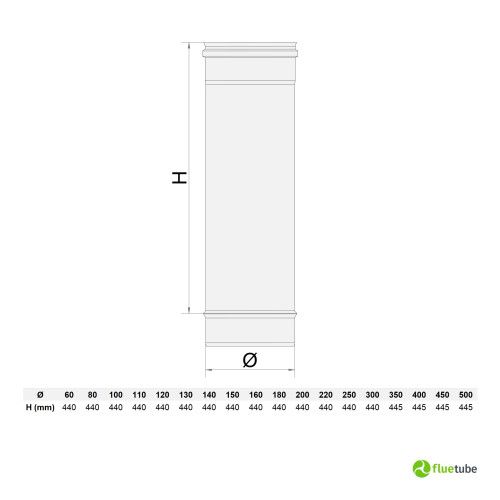 Tuyau en acier inoxydable 316L de 50 cm pour conduit de fumée simple paroi