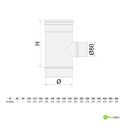 Raccord T 90° réduit ø 80 mâle en acier inoxydable 316L