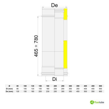 Tuyau télescopique de 46 à 78 cm pour conduit de fumée extérieur isolé 2