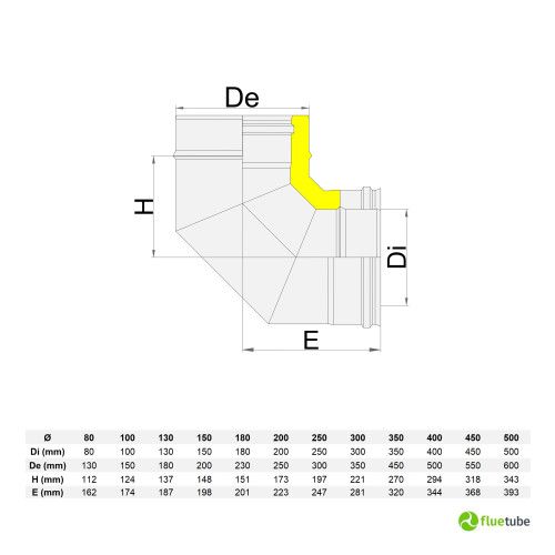 Coude 90° pour conduit de fumée double paroi isolé en acier inoxydable