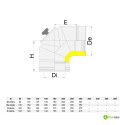 Coude 90° avec inspection pour conduit de fumée isolé en acier 316L