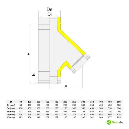 Raccord culotte 135° M/M/F isolé en acier inoxydable 316L