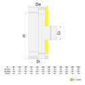 Raccord T 90° cuivre sortie simple paroi pour conduit de fumée isolé