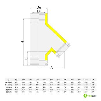 Raccord culotte 45° en cuivre pour conduit de fumée isolé double paroi 2