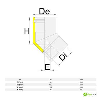 Coude 45° pour conduit de fumée isolé slim en acier noir 2
