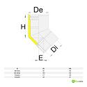 Coude 45° pour conduit de fumée isolé slim en acier noir