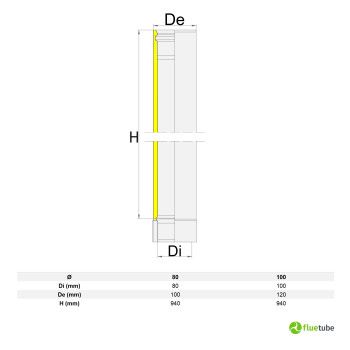 Tuyau de 1 mètre isolé slim pour conduit de fumée en acier inoxydable noir 2