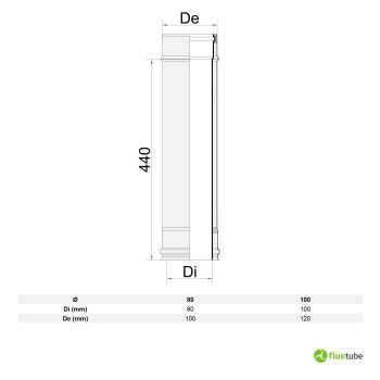 Tuyau 50 cm double paroi extérieur en acier intérieur en plastique 2