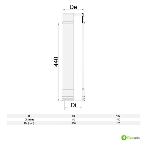 Tuyau 50 cm double paroi extérieur en acier intérieur en plastique